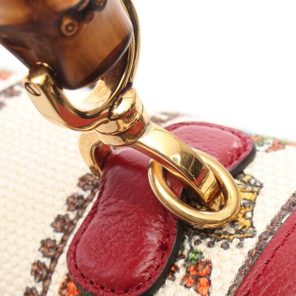 Gucci Bamboo Canvas Leather Handbag - Picture 4 of 9